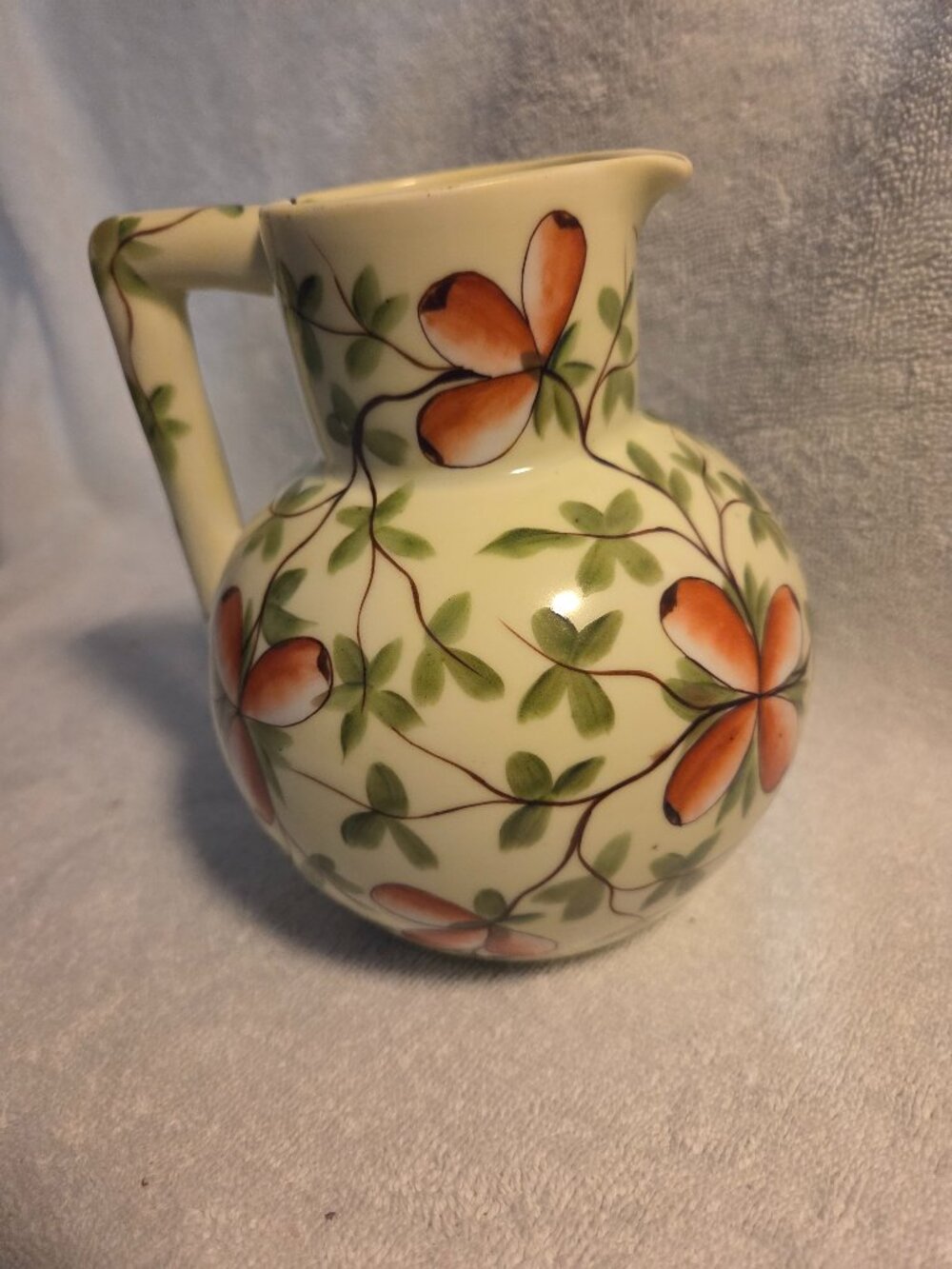 Hand Painted Art Deco Pottery Pitcher Eastern European 6"